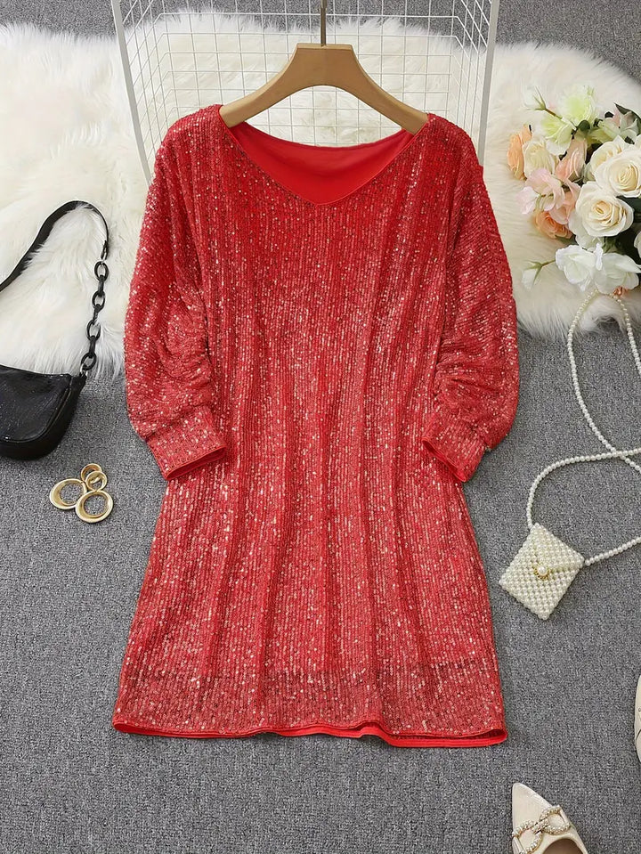 Drune | Party Paillettenkleid mit Kontrast