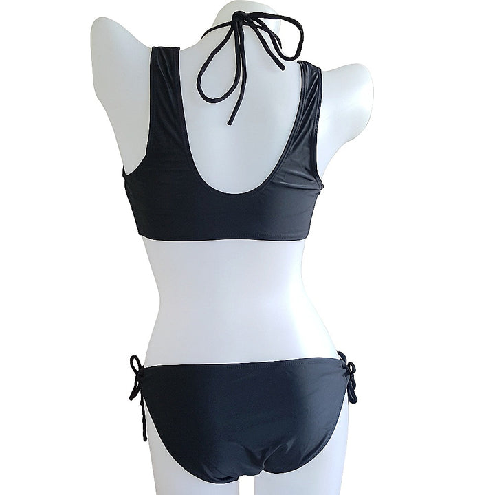 Damen Triangel-Bikini mit tiefem V-Ausschnitt und Schnürdetails Drune