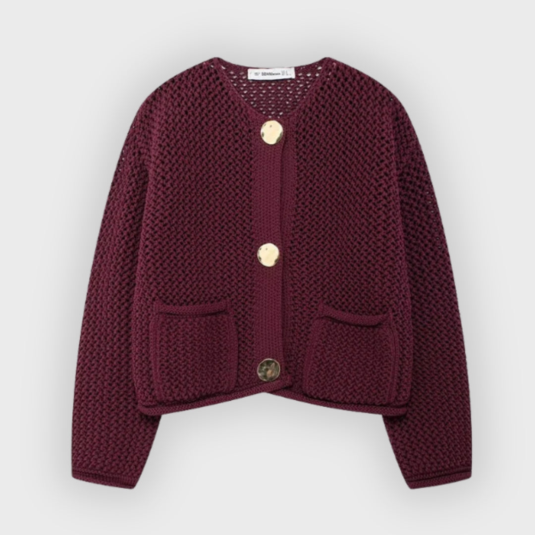 Drune | Mesh Strick Strickjacke mit Fronttaschen