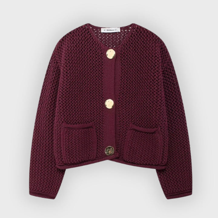 Drune | Mesh Strick Strickjacke mit Fronttaschen
