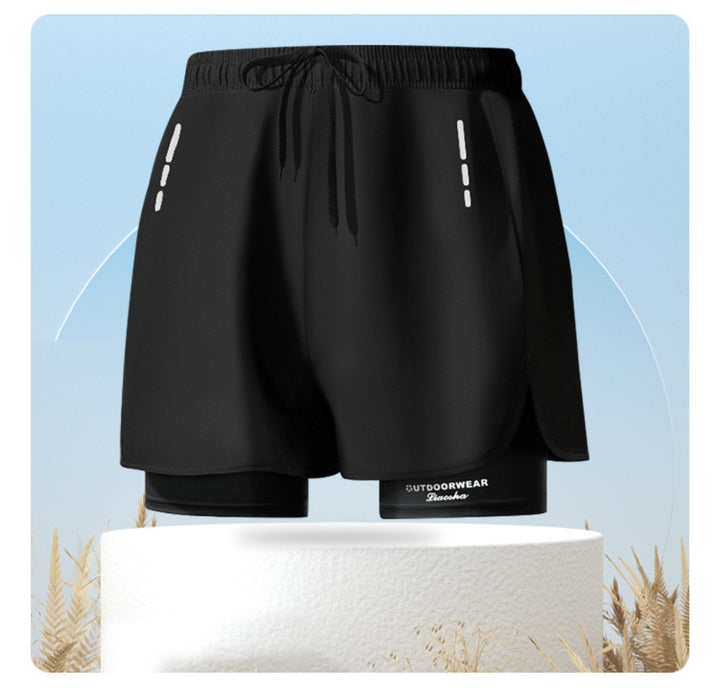 Drune | Doppellagige Herren Sport Fitness Anti-Peinlichkeit Strandhose