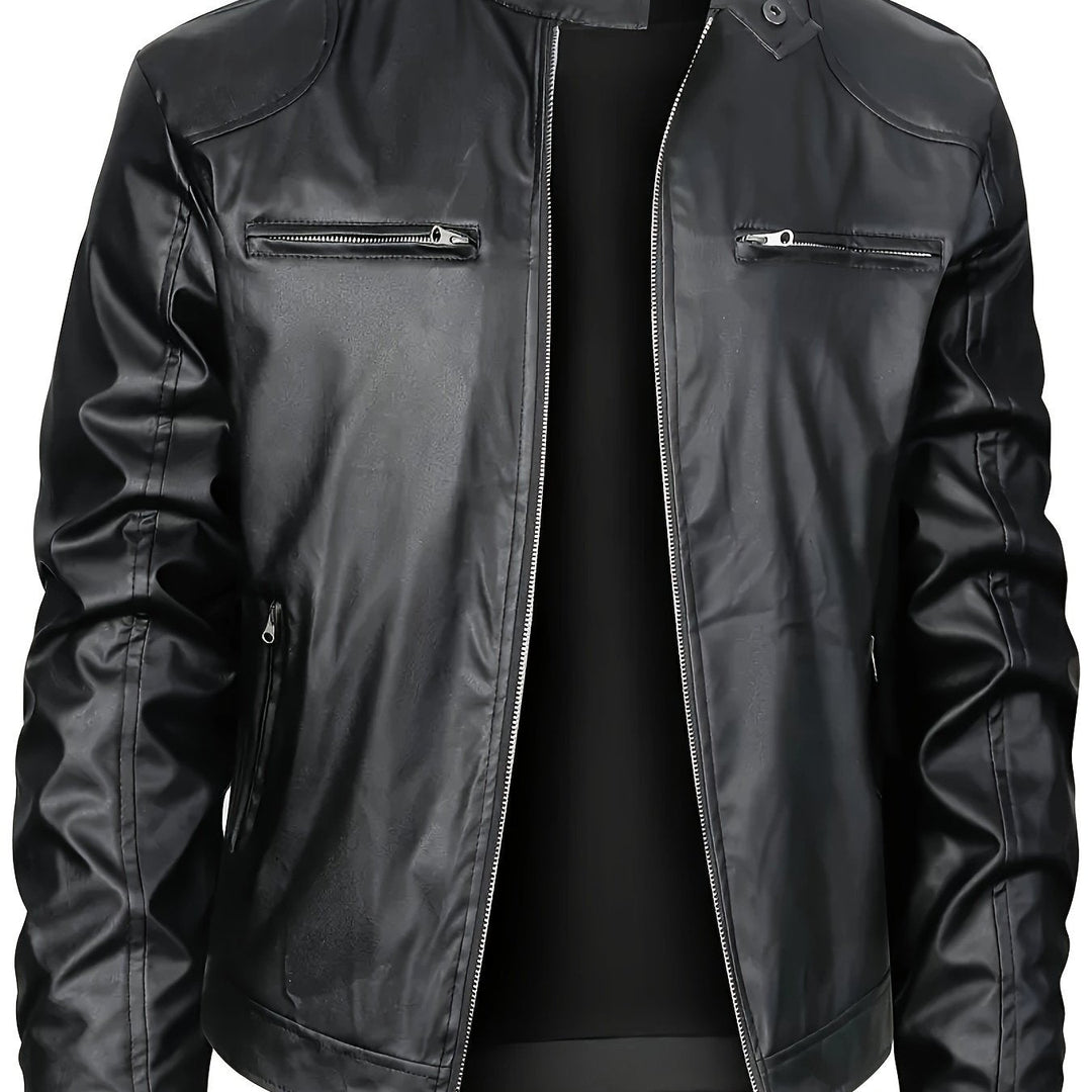 Drune | Elegante Pu-Lederjacke mit Farbblockierung und Mehrfachreißverschluss