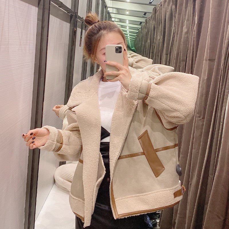 Drune | gefütterte Pilotenjacke - Kunstleder-Akzente - Warm und Schick - Wintermode