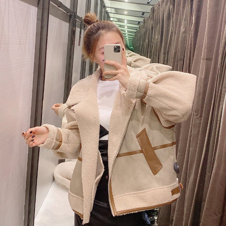 Drune | gefütterte Pilotenjacke - Kunstleder-Akzente - Warm und Schick - Wintermode