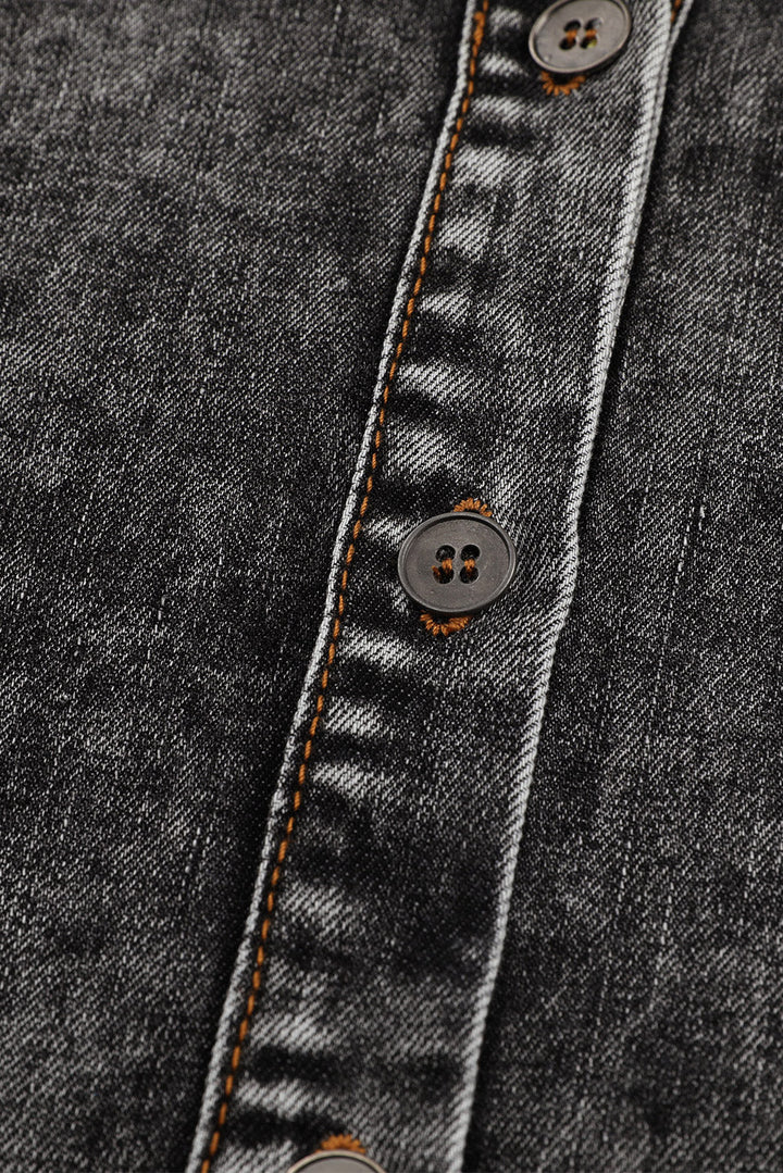 Drune | Denim-bluse mit Puffärmeln Baumwolle Klassischer und Eleganter Stil