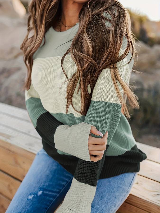 Drune | Stilvoll Gestreifter Strickpullover für Frauen