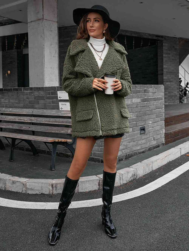 Drune | Double Take Zip up Teddy Jacke mit Kragen