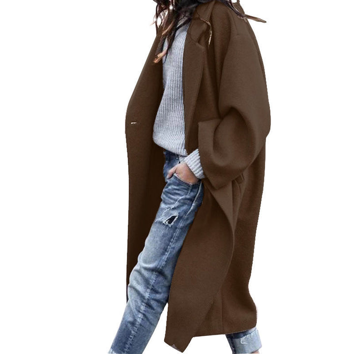 Drune | Elegante lange Freizeitjacke aus Wolle mit Taschen für Frauen