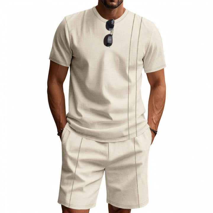 Drune | Waffel-Kurzarm-Shorts Zweiteiliges Set