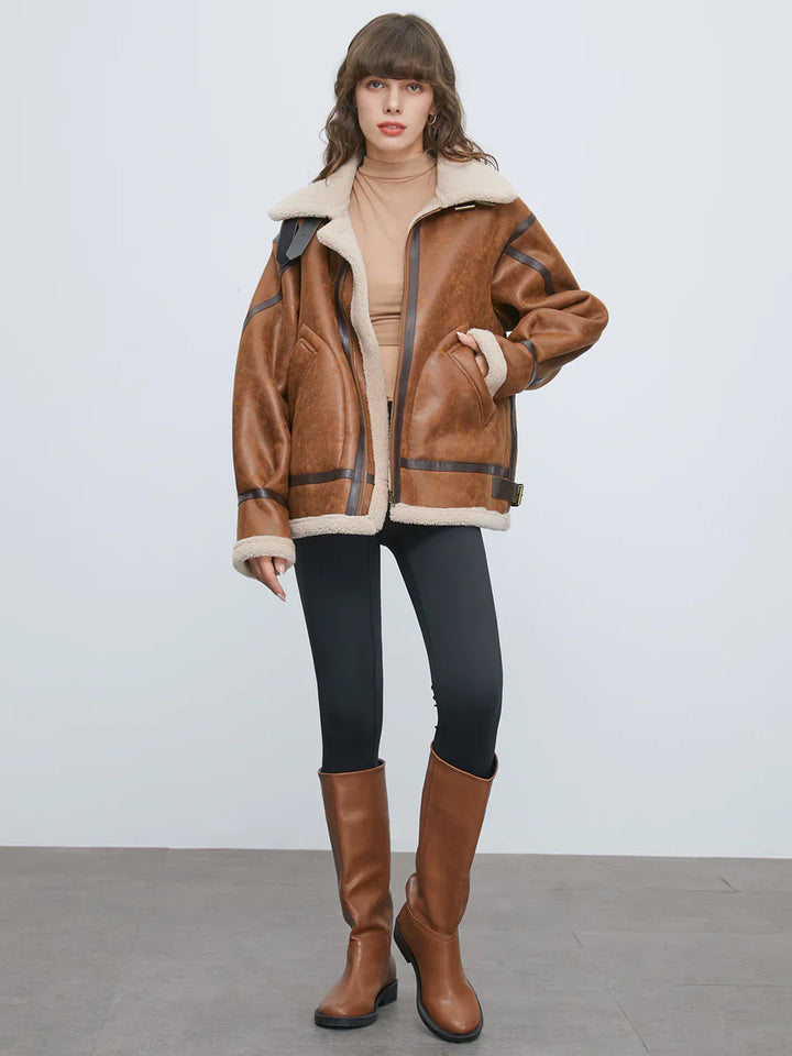 Drune | Gefütterte Wildleder Shearling Flugjacke