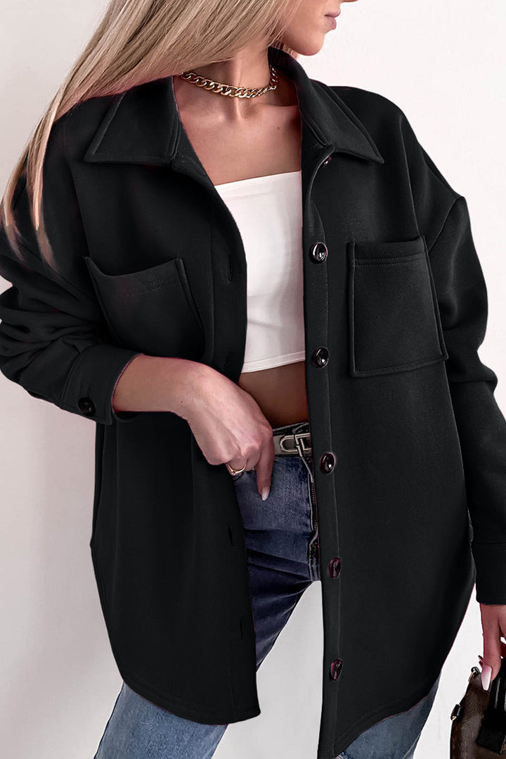 Drune | Oversized Hemdbluse mit Großen Taschen Polyester Minimalistisch und Stilvoll