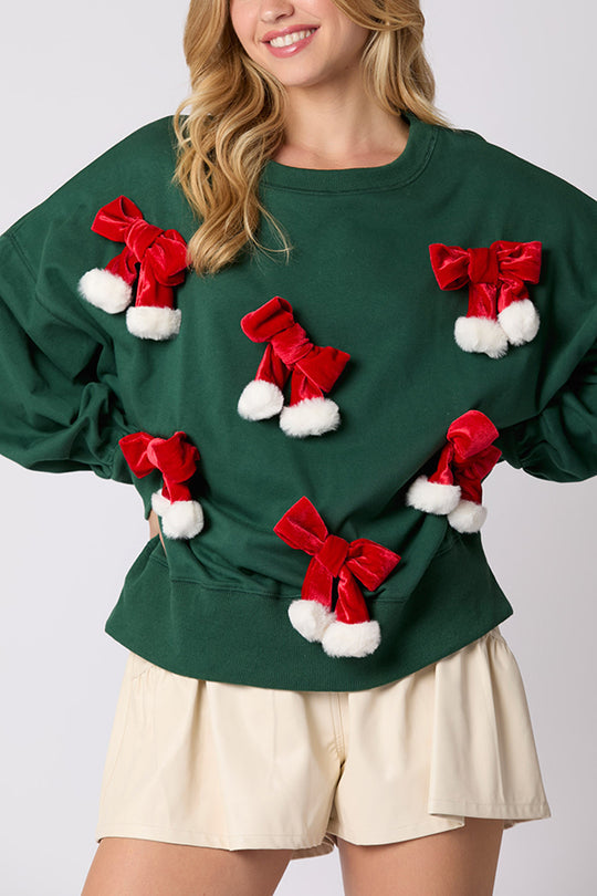 Drune | Weihnachts Schleife Verziert Lässiges Langärmeliges Sweatshirt