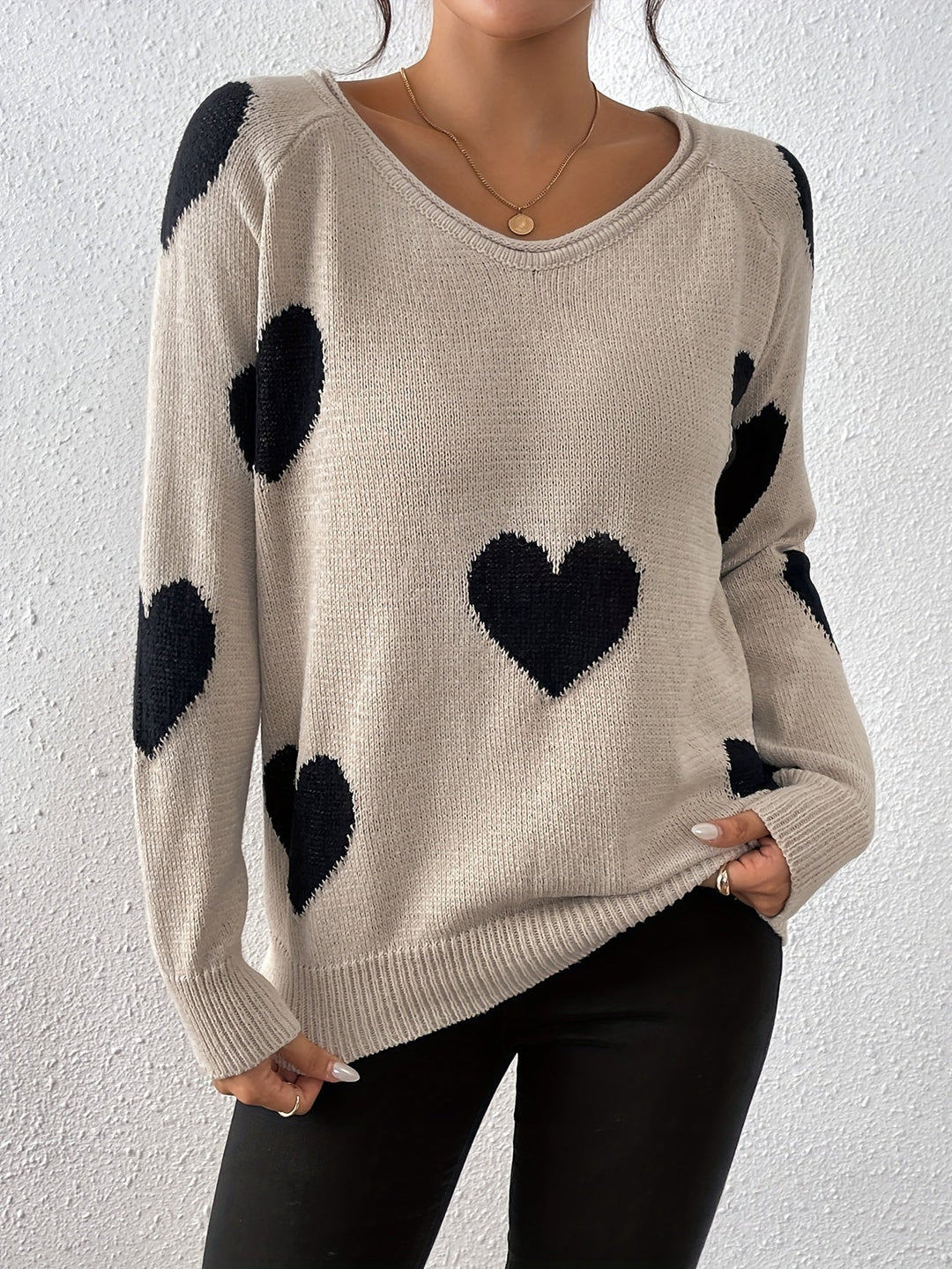 Drune | Pullover mit Herzmuster für romantischen Winterstil