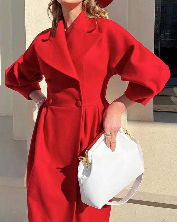 Drune | Vintage-Wollmantel mit Lampenschirmärmeln und Revers