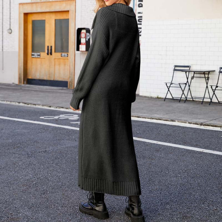 Drune | Einfarbige Lange Strickjacke