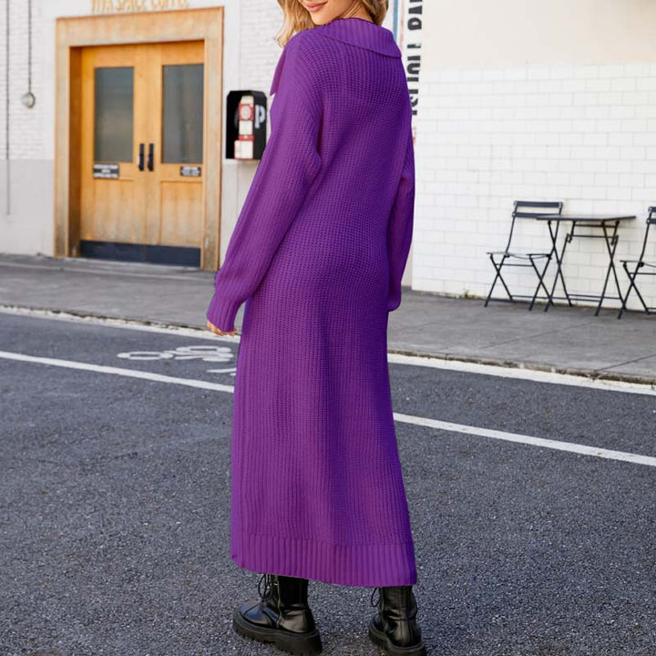 Drune | Einfarbige Lange Strickjacke
