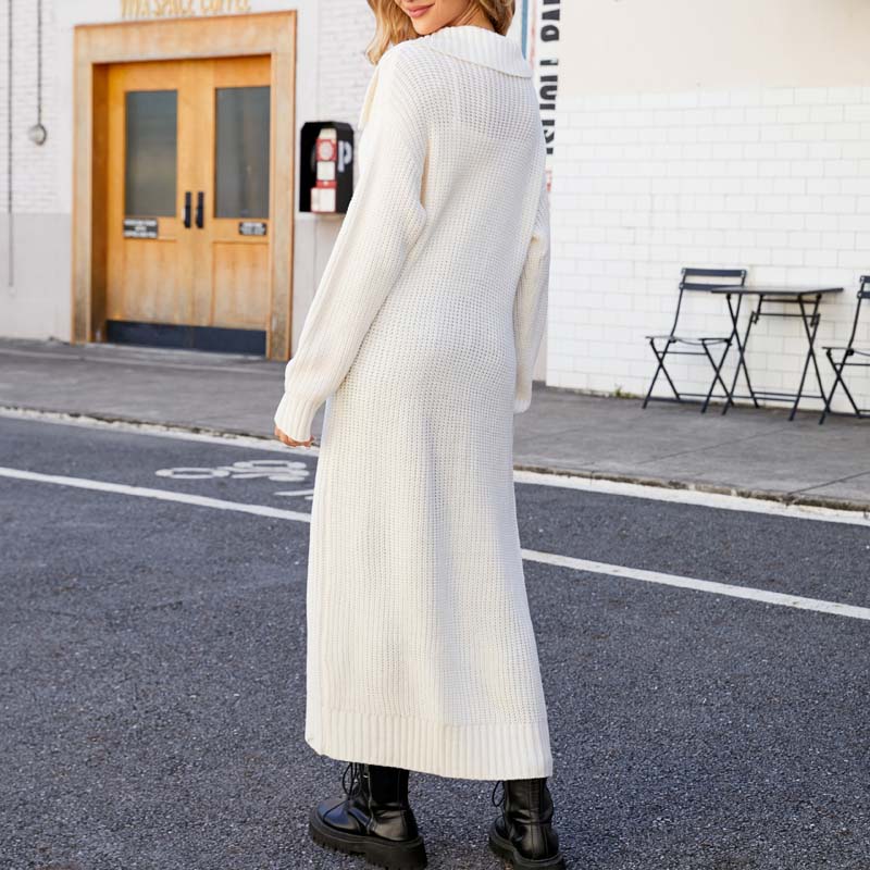 Drune | Einfarbige Lange Strickjacke