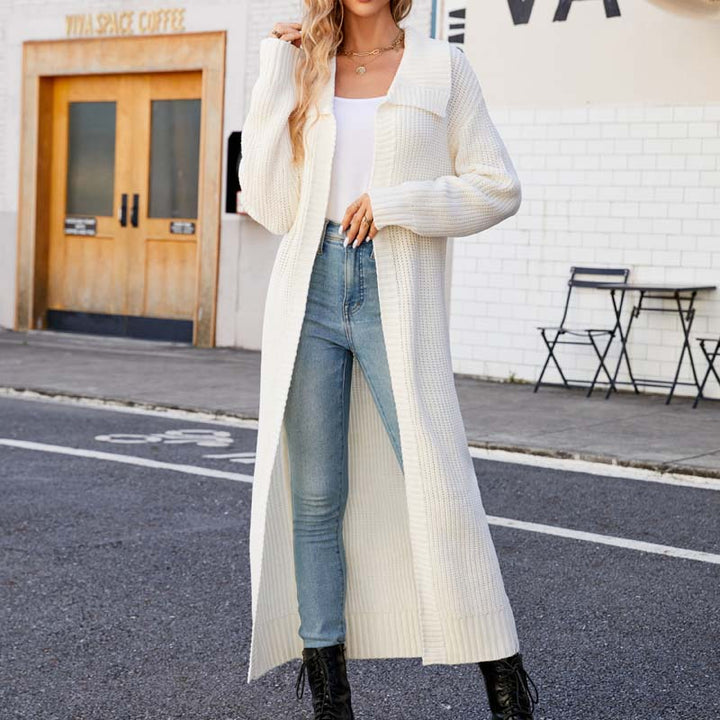Drune | Einfarbige Lange Strickjacke