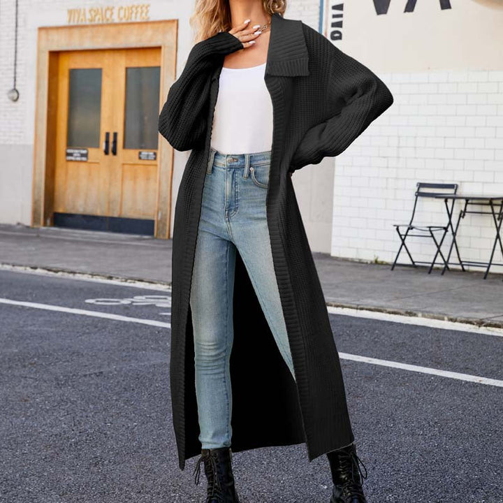 Drune | Einfarbige Lange Strickjacke