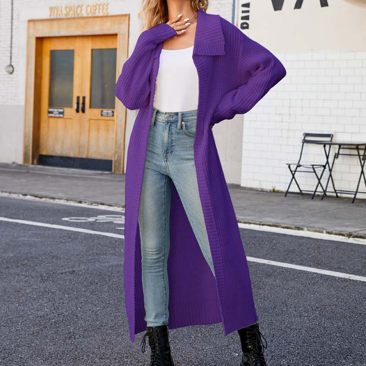 Drune | Einfarbige Lange Strickjacke