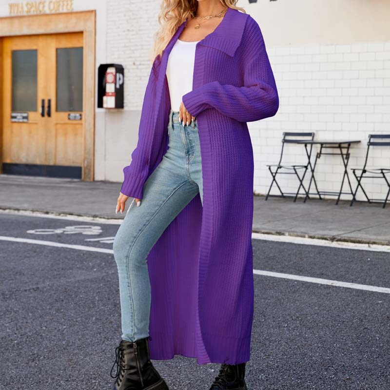 Drune | Einfarbige Lange Strickjacke