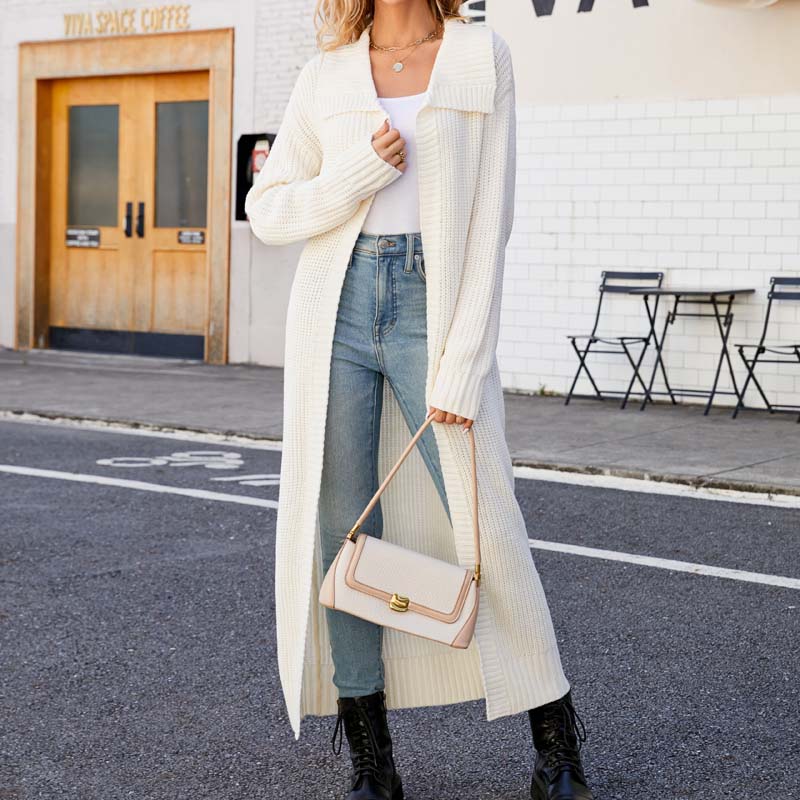 Drune | Einfarbige Lange Strickjacke