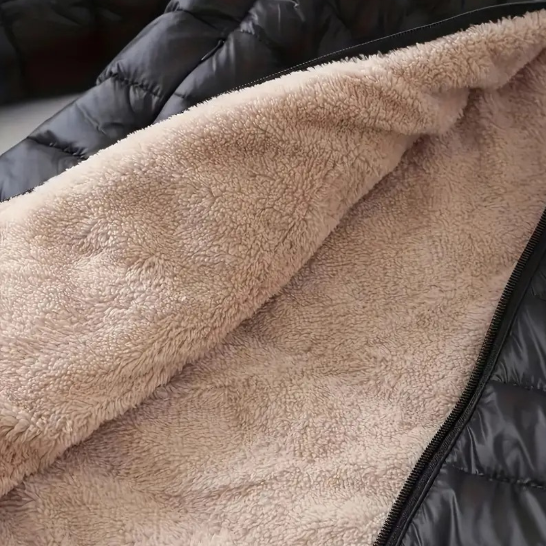 Drune | Damen Kapuzen-Puffermantel mit Sherpa-Futter
