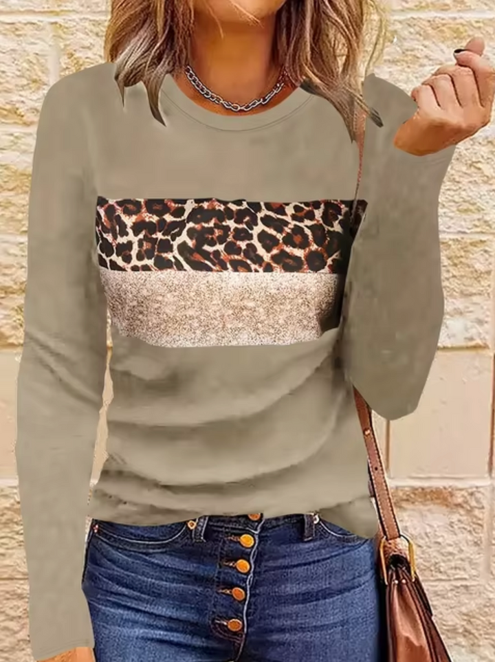 Drune | Langarm-T-Shirt mit Leopardenmuster
