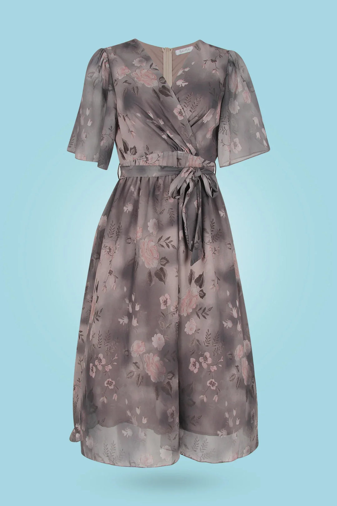 Drune | Midikleid mit Blumenmuster und V-Ausschnitt