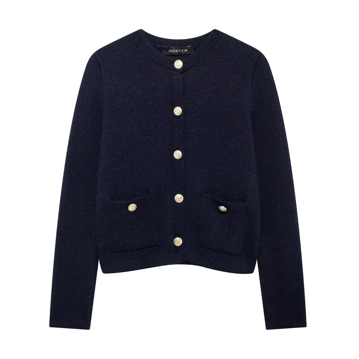 Drune | Lässiger Cardigan mit goldenem Knopfverschluss für Damen