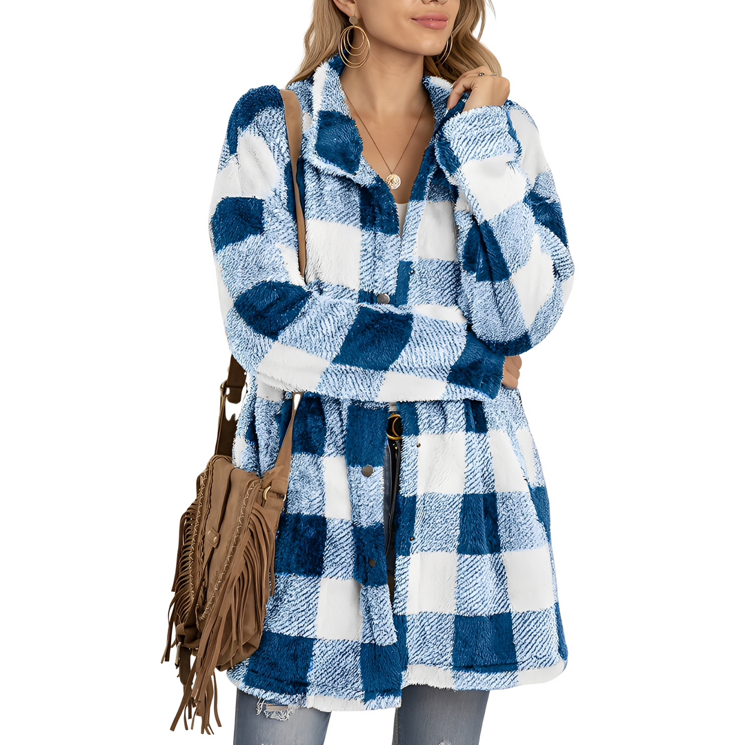 Drune | Stilvolle lange Damen-Karojacke