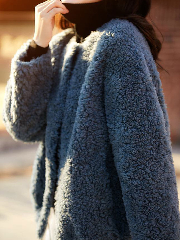 Drune | Lässige einfarbige Struktur-Fleece-Oberbekleidung