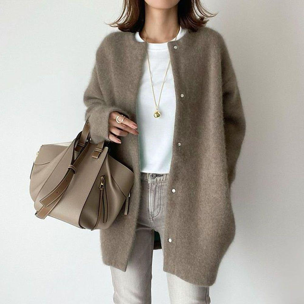Drune | Minimalistischer Cardigan Kaschmir-mischung Einfach, Elegant