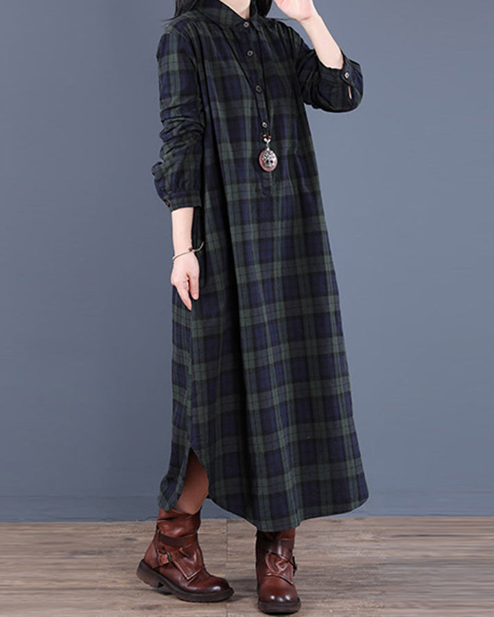Drune | Langärmliges Karo-Hemdkleid