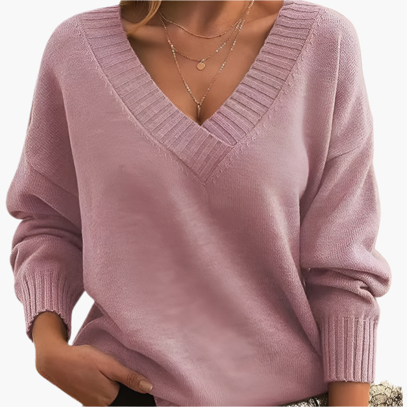 Drune | V-Ausschnitt Pullover - Eleganter Strickpullover im Oversize-Stil für Alltag & Büro