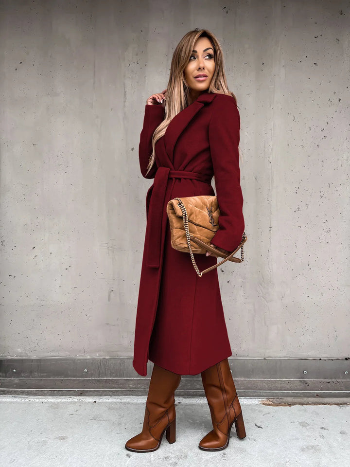 Drune | Stilvolle Wollmischung Damenjacke mit Gürtel