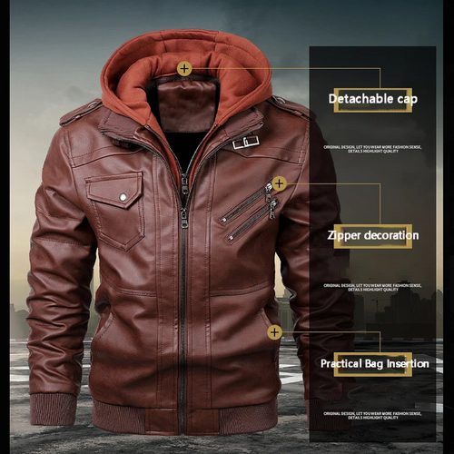 Drune | Lederjacke Herren Mit Reißverschluss, Klassische Jacke Aus Echtleder