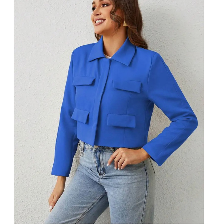 Drune | Bomberjack Damen Kurzjacke mit Vier Fronttaschen und Minimalistischem Design
