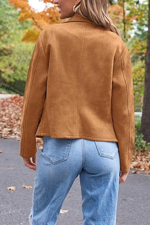 Drune | Mit Reißverschluss, mit Taschen, Fake-Suede-Motorradjacke (in 7 Farben)