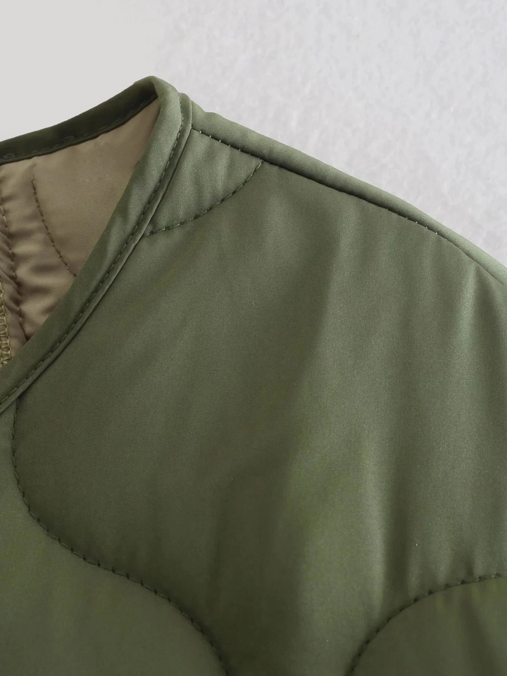 Drune | Trendy Olivgrüner Übergroßer Gestepptes Jacke für einen Stilvollen Look Ideal für Herbst/Winter