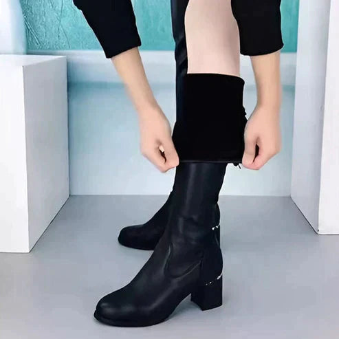 Drune | Warme Leder Überknie Stiefel