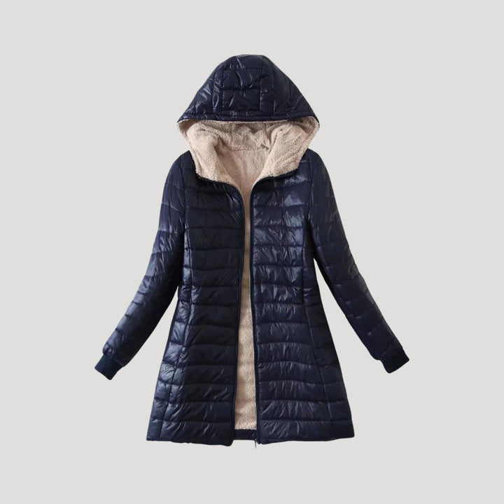 Drune | Damen lange Pufferjacke Wintermantel mit Kapuze