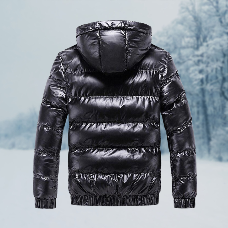 Drune | Stylische Glänzende Pufferjacke mit Kapuze für Herren