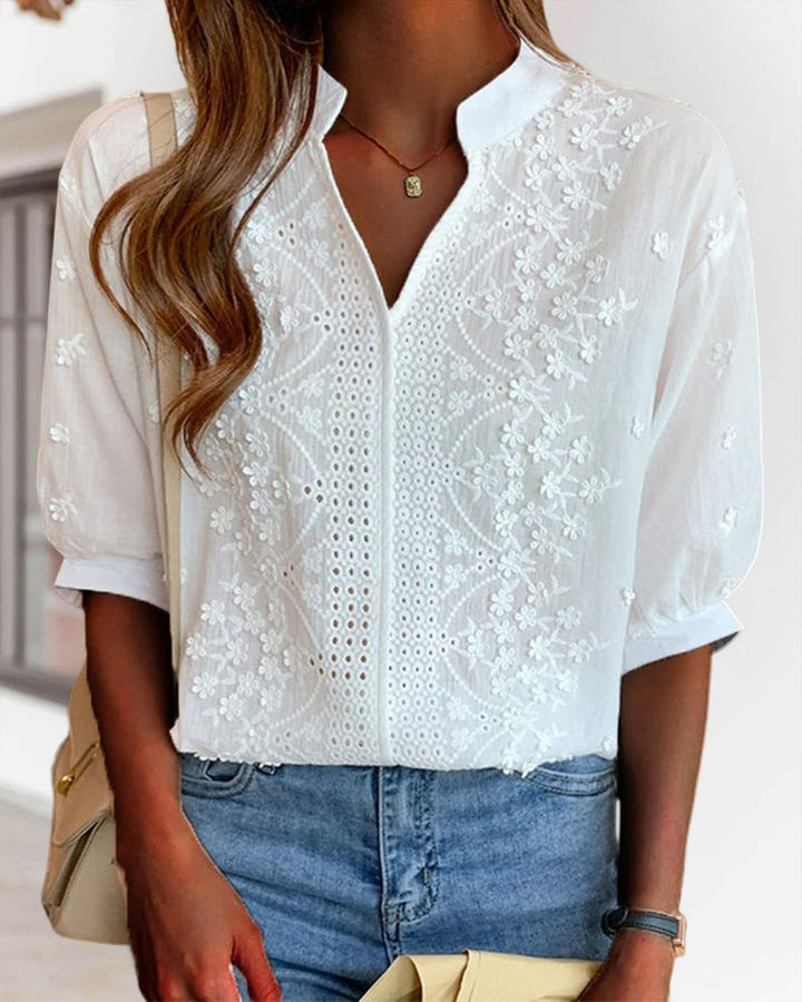 Drune - Weiße Bluse mit Puffärmeln