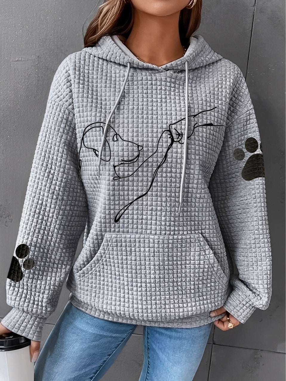 Drune | Bedruckter, Warmer Kapuzensweatshirt für Frauen