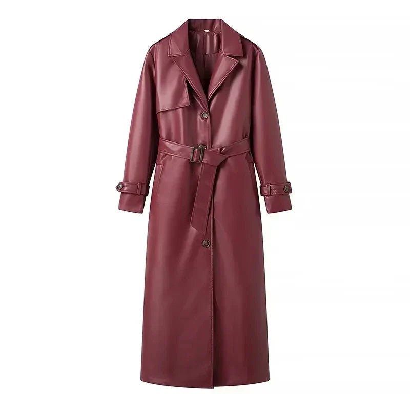 Drune | lange Retro-Jacke mit Gürtel