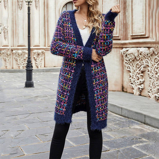 Drune | Farbiger Langer Cardigan Polyester Warm, Bequem