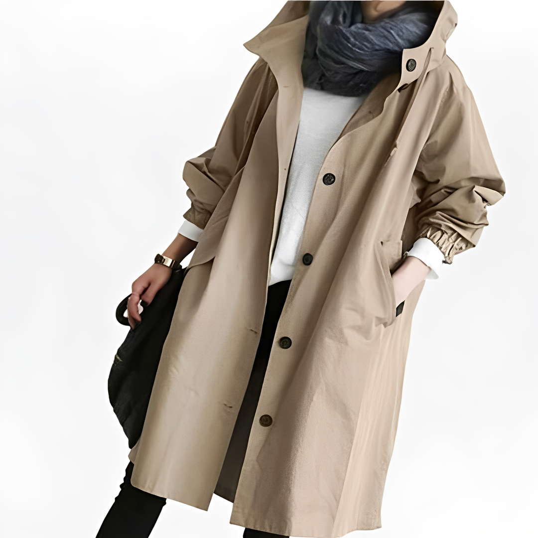 Drune | Damen-Hoodie-Regenmantel, wasserfest
