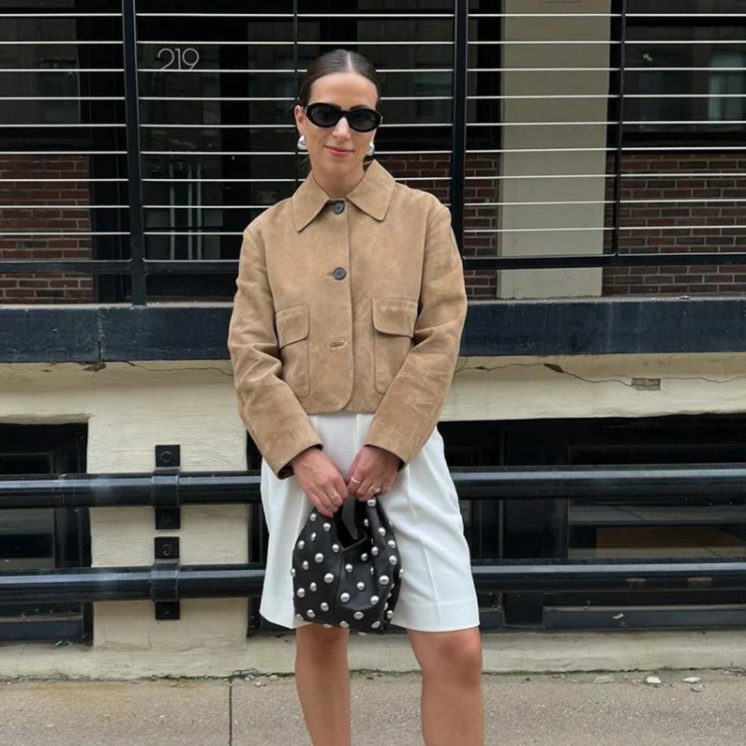 Drune | Beige Lederjacke