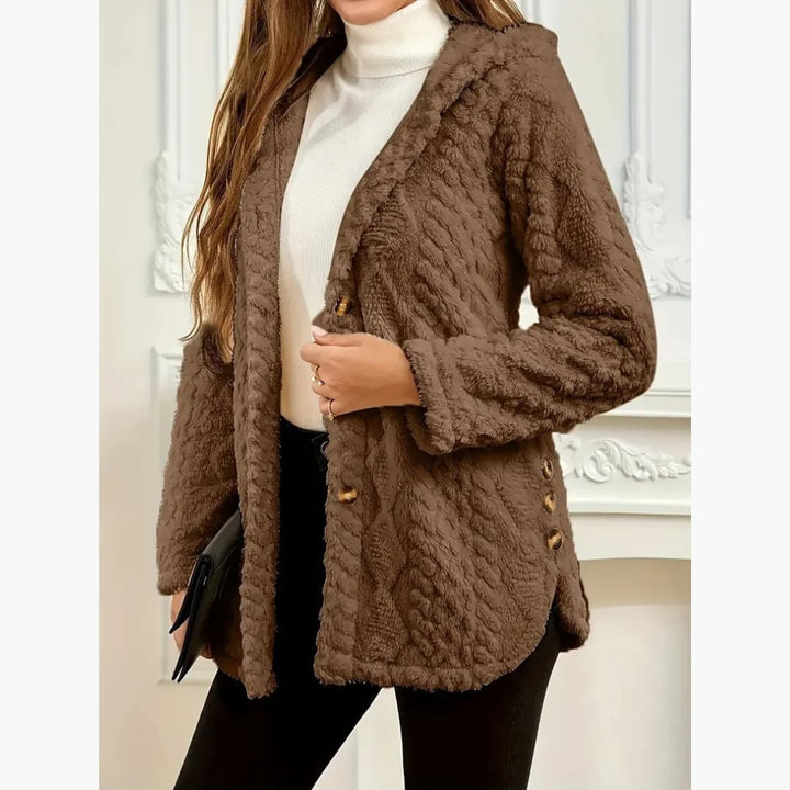Drune | Gemütlicher Hoodie mit Teddy-Pullover und Knopf vorne für Damen